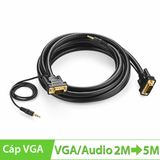  Dây cáp VGA 3+9 liền Audio 3.5mm 2M | 3M | 5M hỗ trợ âm thanh 2 kênh full HD 1080P chính hãng UGREEN 