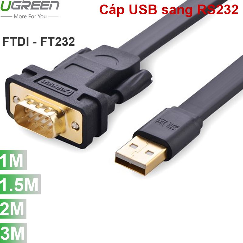 Cáp USB to DB9 RS232 Ugreen chíp FTDI-FT232  1M 1.5M 2M 3M