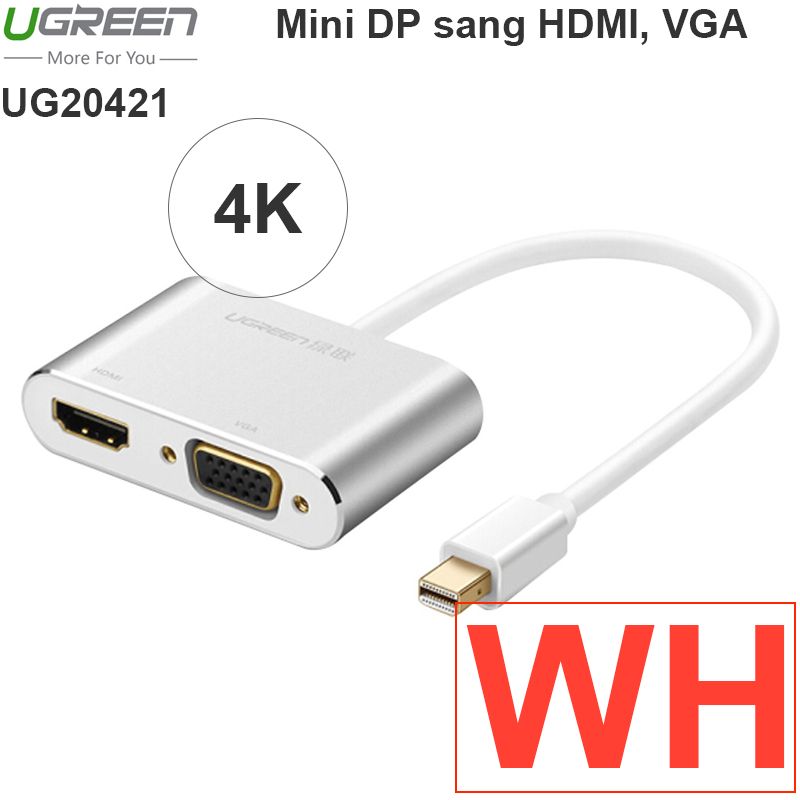  Mini Displayport to HDMI và VGA Ugreen 20421 hỗ trợ 4K 