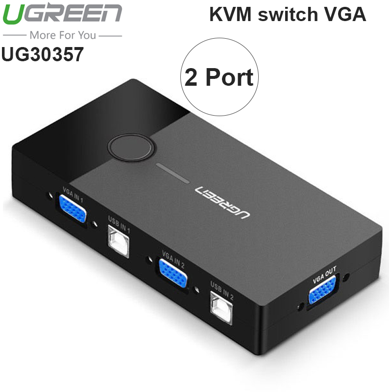 KVM switch 2 cổng - Chuyển 2 CPU Laptop ra 1 màn hình điều khiển phím chuột UGREEN 30357