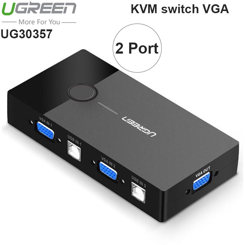  KVM switch 2 cổng - Chuyển 2 CPU Laptop ra 1 màn hình điều khiển phím chuột UGREEN 30357 