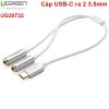 Cáp USB Type C ra 2 cổng Audio 3.5mm tai nghe 20cm Ugreen 30732