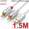 Cáp USB Type-C ra 2 RCA jack hoa sen cho loa và Ampli UGREEN 0.5M 1M 1.5M