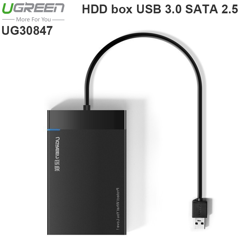 HDD box SATA 2.5 inches USB 3.0 UGREEN 30847 cáp USB 3.0 liền