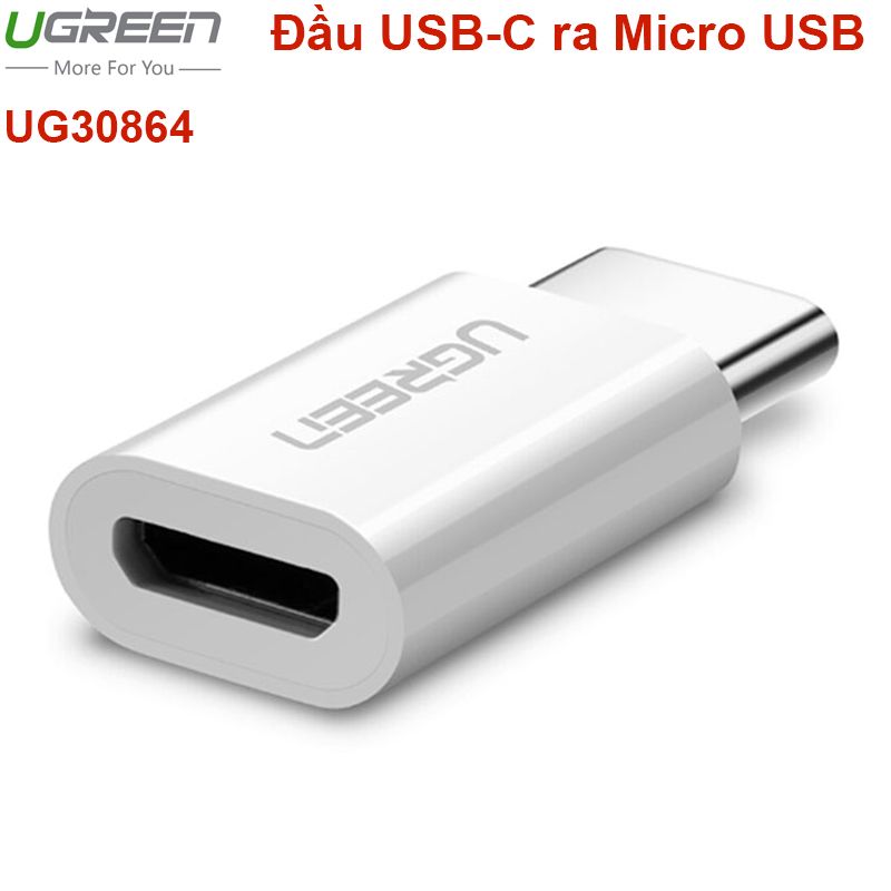 Đầu chuyển USB-C dương ra Micro USB âm UGREEN 30864 | 30865 (màu trắng/đen)