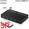 Switch HDMI 3x1 4K 30Hz Ugreen 40234 có điều khiển từ xa