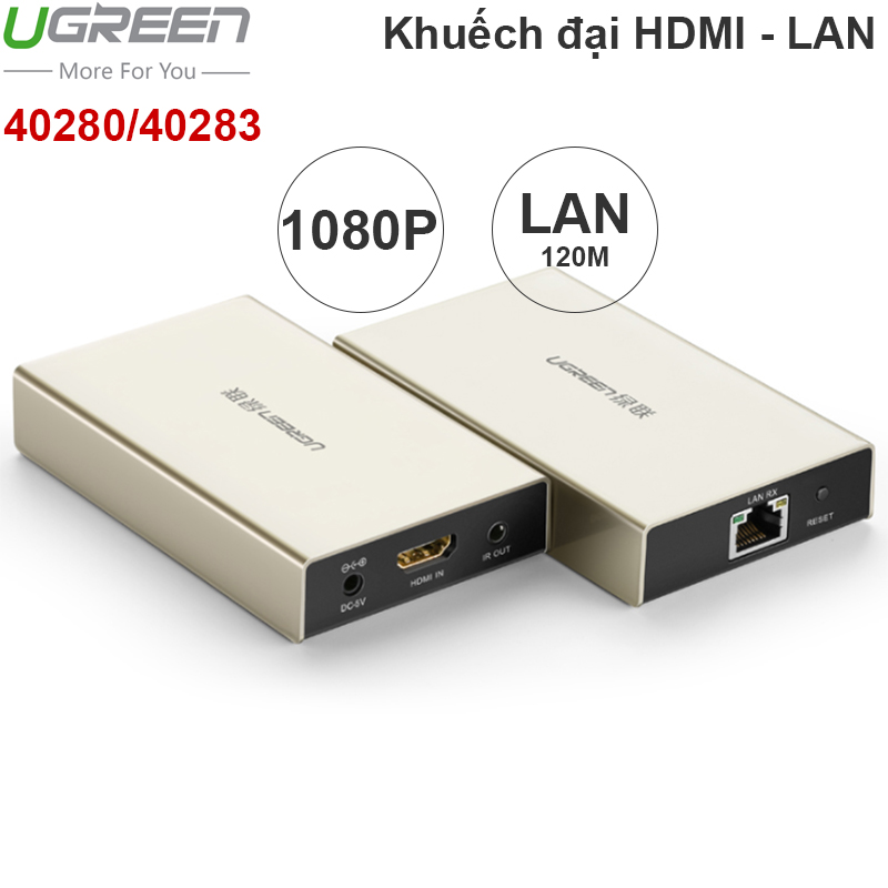 Bộ khuếch đại HDMI qua cáp mạng 100 120 mét full HD1080P - HDMI over ethernet Ugreen 40280 40283