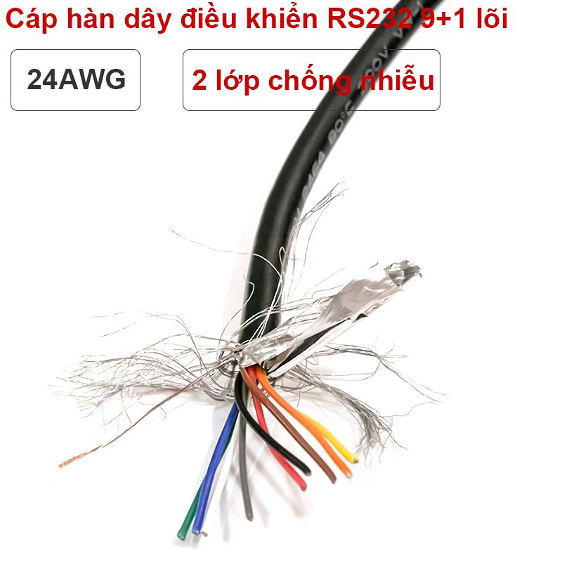 Cáp hàn dây tín hiệu điều khiển RS232 DB9 lõi đồng mạ thiếc 24AWG