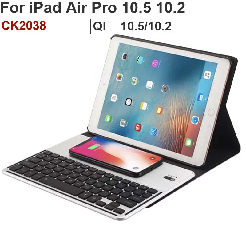 Bàn phím bao da bluetooth cho iPad Pro 10.2 10.5 gen 7 8 CK2038 - Hỗ trợ QI