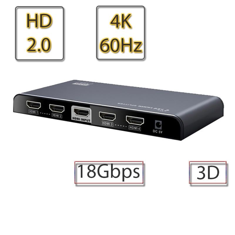 Bộ chia HDMI 2.0 1x4 Port Lengkeng 4Kx2K@60Hz