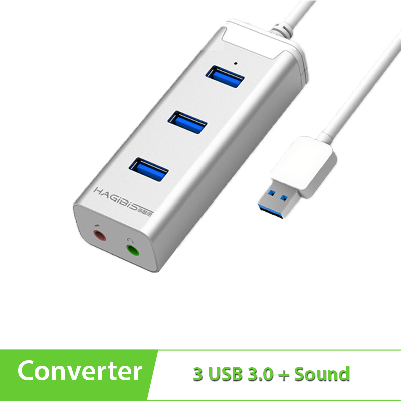 USB 3.0 sound, Bộ chia USB 3.0 3 port kèm USB sound chính hãng Hagibis