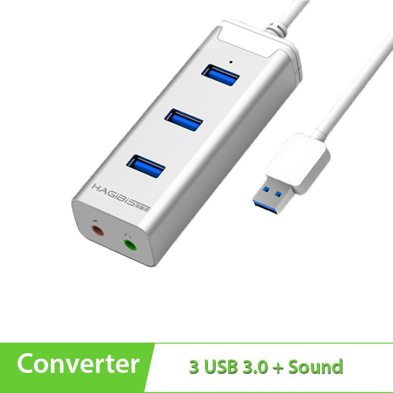 HAGIBIS Hub USB 3.0 3Port+ Mic+ Audio hỗ trợ Macbook