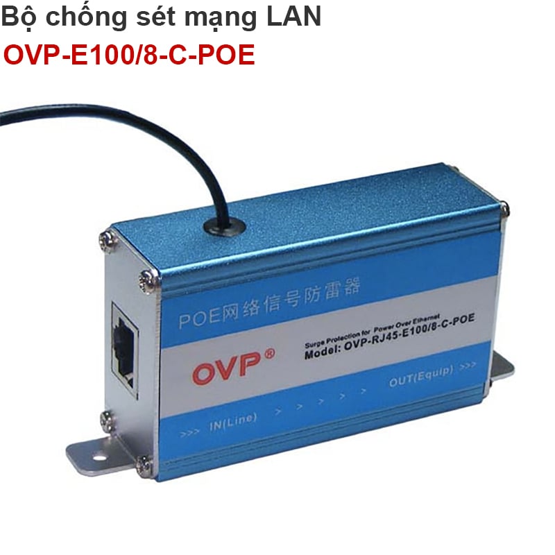 Bộ chống sét mạng Lan, hỗ trợ chống sét nguồn POE cho Camera, Bộ phát wifi ngoài trời OVP-E100/8-C-POE