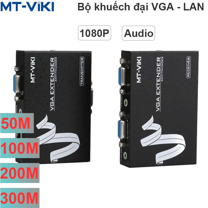 Bộ chuyển VGA sang Lan  Khuếch đại kéo dài cáp VGA và Audio qua cáp mạng 50M 100M 200M 300M