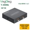 Bộ chia HDMI splitter V1.4 2 port 4K30Hz 3D Veggieg V-HD06