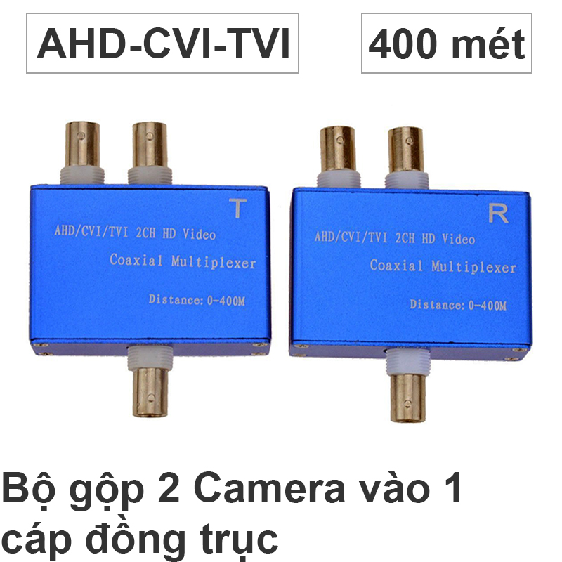 Bộ gộp 2 Camera AHD CVI TVI 720P 1080P đi trên 1 cáp đồng trục 400 mét HD-102