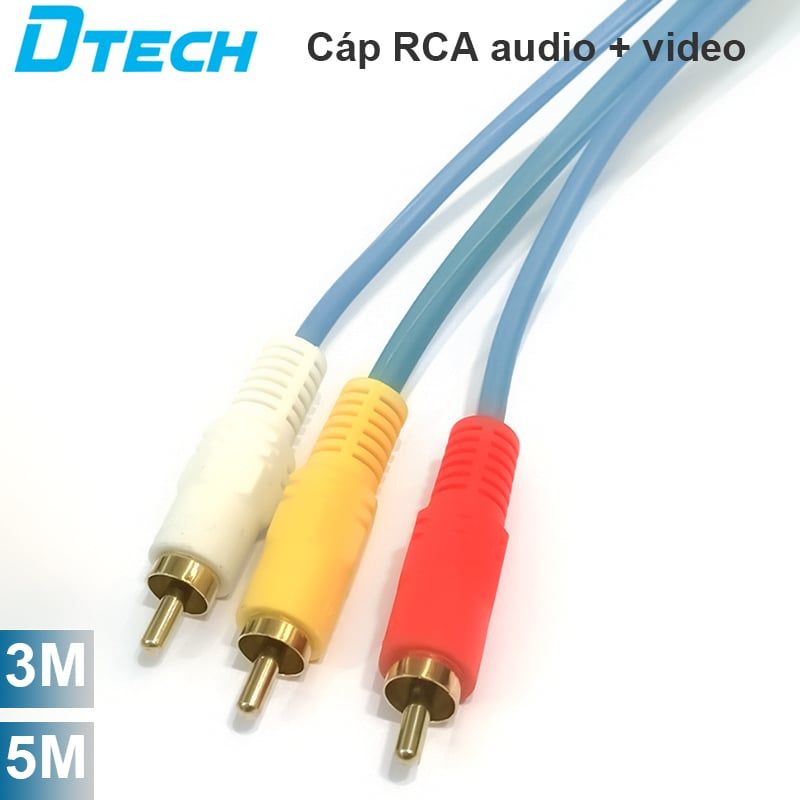 Cáp AV RCA 3 ra 3 AV RCA DTECH mạ vàng 24K 3M 5M