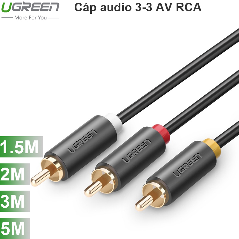 Cáp AV RCA 3 ra 3 AV RCA Ugreen mạ vàng 24K 1.5M 2M 3M 5M