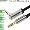 Cáp Audio âm thanh 3.5mm bẻ góc Ugreen 0.5M 1M 1.5M 2M 3M 5M (dẹt mỏng màu đen)