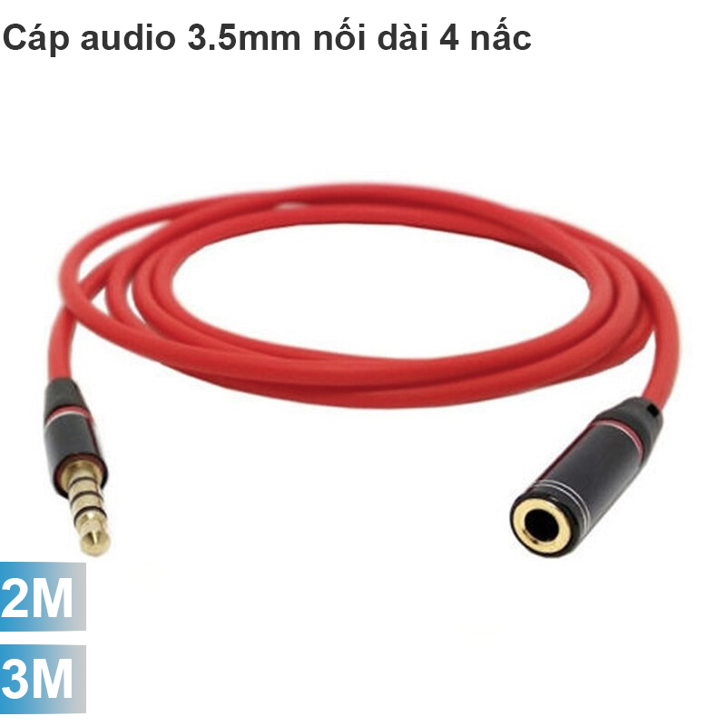 Cáp audio 3.5mm nối dài 4 nấc 2 mét 3 mét kéo dài dây tai nghe có cả microphone