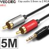 Cáp Audio 3.5mm to 2 RCA - Dây âm thanh 1 đầu 3,5mm ra 2 đầu AV hoa sen Veggieg 1M 1.5M 2M 3M 5M 10M 12M 15M