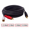 Cáp Audio 3.5mm to 2 RCA - Dây âm thanh 1 đầu 3,5mm ra 2 đầu AV hoa sen DTECH 1.5M 3M 5M 10M