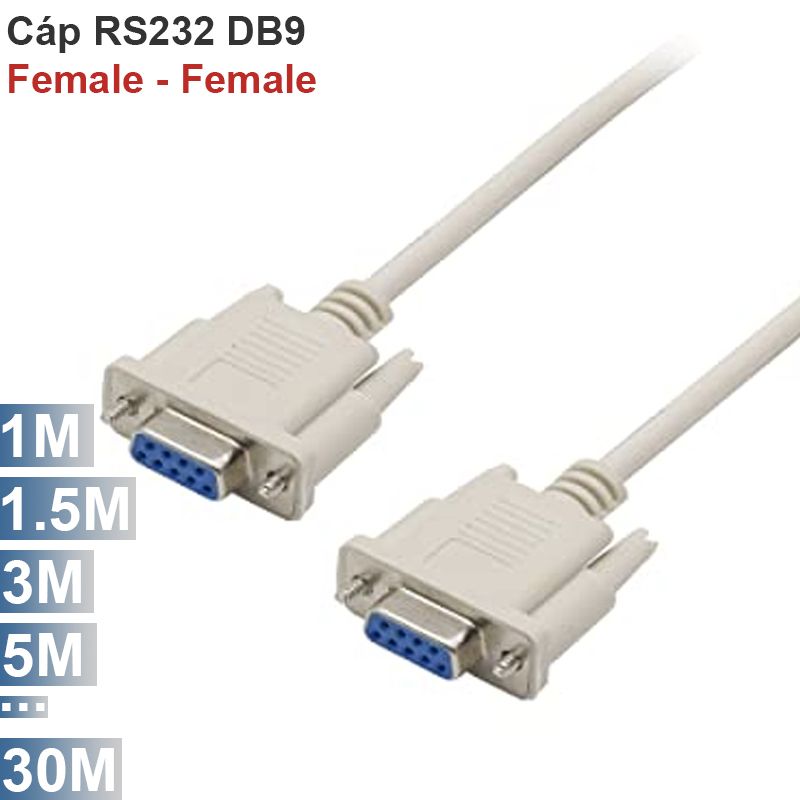 Cáp COM 9 RS232 nối thằng 2 cổng cái 1.5M 2M 3M 5M ... 30M