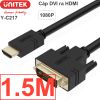 Cáp HDMI to DVI 24+1 UNITEK 1M-15M hỗ trợ full HD 1920*1080P, Cáp HDMI phụ kiện điện tử