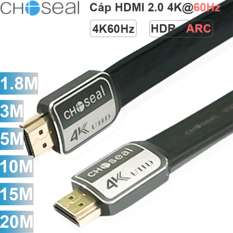Cáp HDMI 2.0 dẹt mỏng 4K Ultra HD Choseal 1.8M 3M 5M 10M 15M 20M