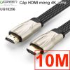 Cáp HDMI Ugreen 1M 1.5M 2M 3M 5M 8M 10M dây dẹt mỏng bọc lưới full HD 4K2K 30Hz