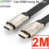 Cáp HDMI Ugreen 1M 1.5M 2M 3M 5M 8M 10M dây dẹt mỏng bọc lưới full HD 4K2K 30Hz