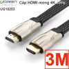 Cáp HDMI Ugreen 1M 1.5M 2M 3M 5M 8M 10M dây dẹt mỏng bọc lưới full HD 4K2K 30Hz