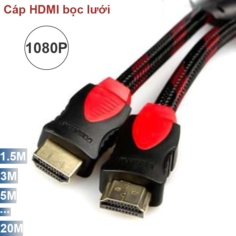 Cáp HDMI 1.5M đến 50M full HD1080P cáp tròn bọc lưới
