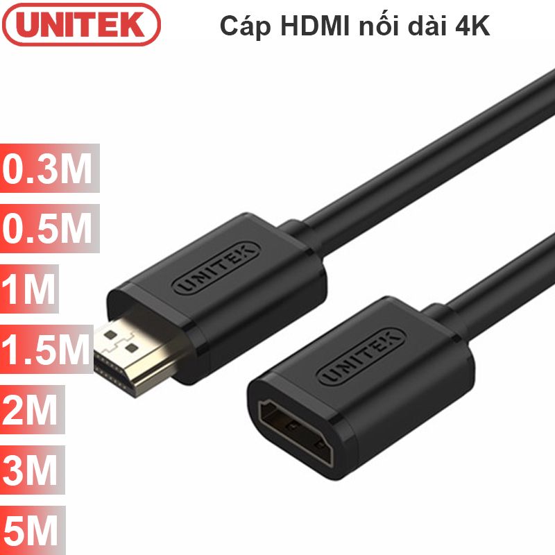 Cáp HDMI, Cáp nối dài 1 đầu đưc 1 đầu cái HDMI UNITEK 0.3M-5M, Cáp HDMI phụ kiện điện tử