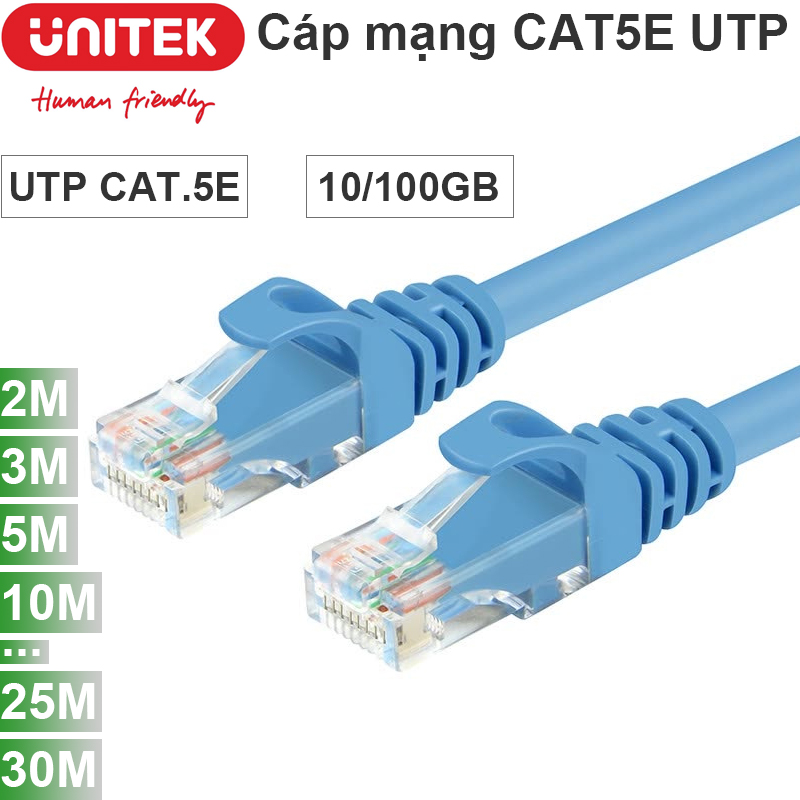 Cáp mạng LAN lõi đồng tinh khiết UTP 10/100Mbps 2M | 3M | 5M | 10M | 15M | 20M | 25M | 30M CAT5E UNITEK