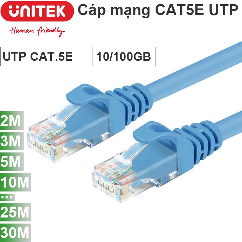 Cáp mạng LAN lõi đồng tinh khiết UTP 10/100Mbps 2M | 3M | 5M | 10M | 15M | 20M | 25M | 30M CAT5E UNITEK