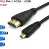 Cáp Micro HDMI sang HDMI dài 1M 1.5M 2M 3M 5M truyền HD từ Smartphone Máy ảnh Máy quay lên TV Máy chiếu