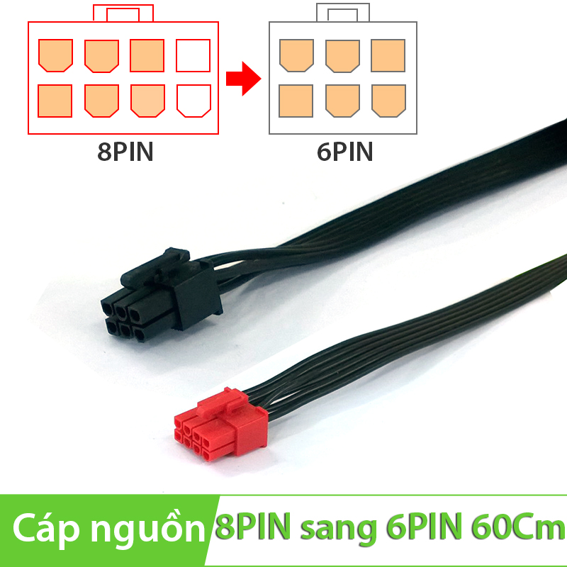 Cáp nguồn 8Pin Male to 6Pin Male 60Cm