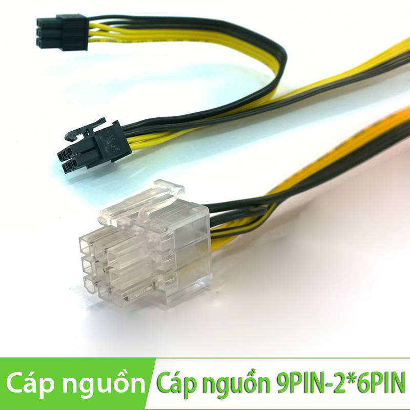 Cáp nguồn Molex 9PIN ra 2 đầu 6PIN 50Cm - Chuyển nguồn từ PSU LEADEX Iceberg Kingdee ra  Card đồ họa