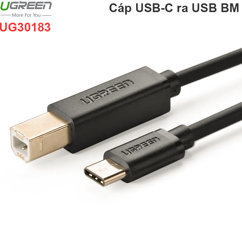 Cáp USB type-C ra USB BM cho Máy in Máy scan Máy photocopy 5 mét Ugreen 30183