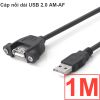 Cáp nối dài USB 2.0 nối dài 0.3M 0.5M 1M có phần đai nhựa bắt vít cố định vào Panel