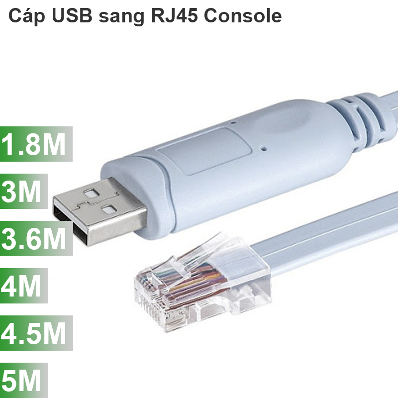 Cáp lập trình Console USB to RJ45 1.8M 3M 3.6M 4M 4.5M 5M