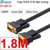 Cáp VGA 3+6 mỏng dẹt full HD1080P mạ vàng 24K DTECH 1.8M 3M 5M 10M 15M 20M