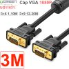 Cáp VGA UGREEN chuẩn 3C+6 3C+9 đầu cáp mạ vàng, cáp tròn 1.5M 3M 5M 8M 10M 12M 15M 20M 30M