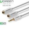 Cáp chia  audio 1 ra 2 cổng 3.5mm dài 20cm Ugreen 10739 (vỏ nhựa)