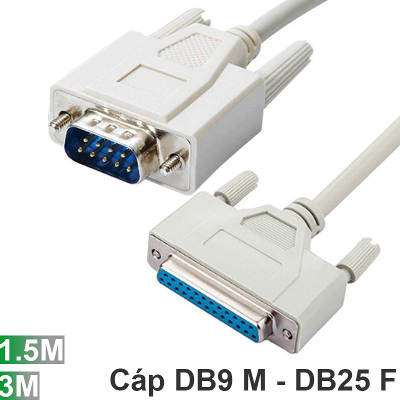 Dây cáp chuyển DB9 đực sang DB25 cái 1.5 mét | 3 mét