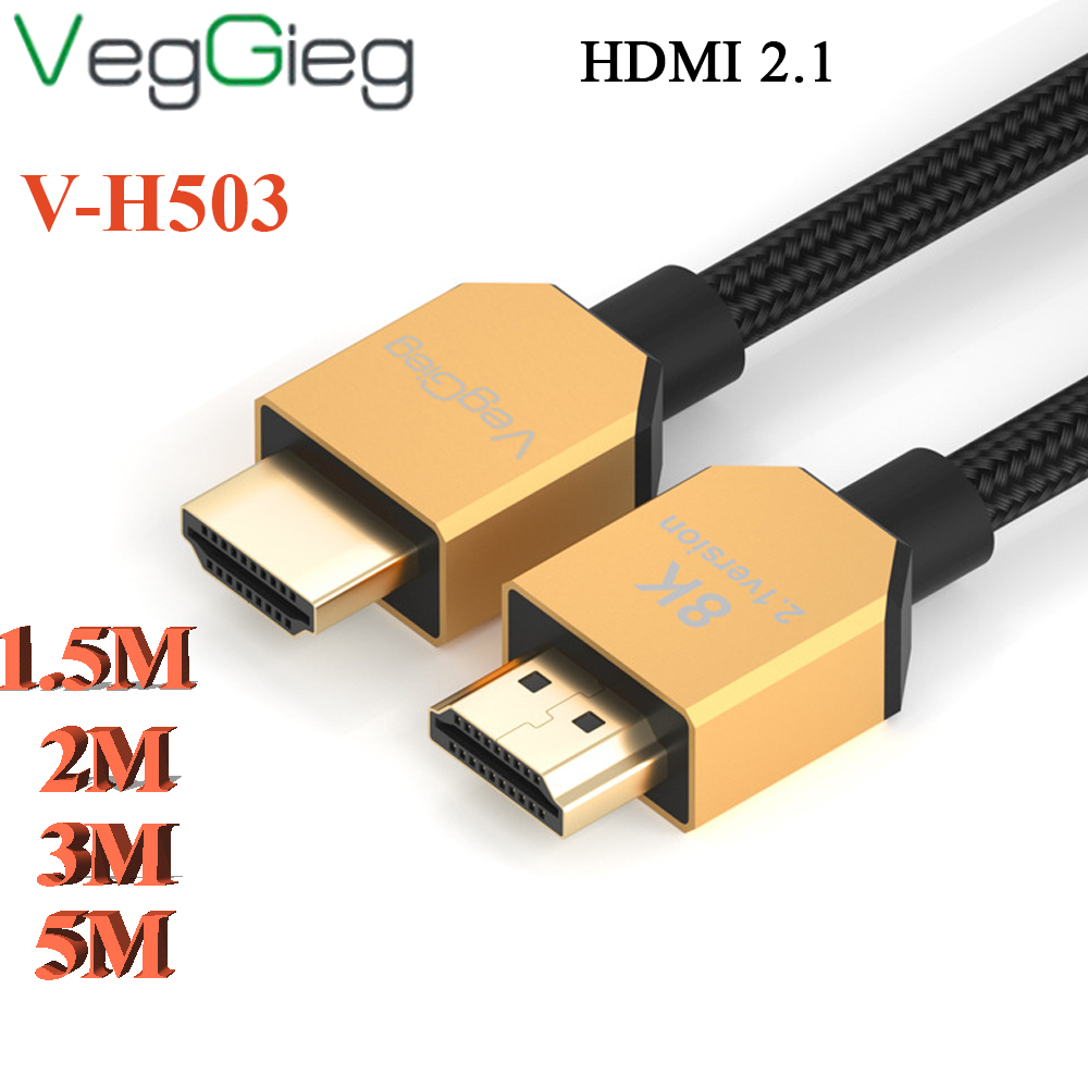 Cáp HDMI V2.1 cao cấp chuẩn 8K@60Hz  HDR VegGieg 1.5M, 2M, 3M, 5M