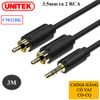 Dây cáp loa 3.5mm ra 2 hoa sen RCA chính hãng Unitek C9024BK - 10M