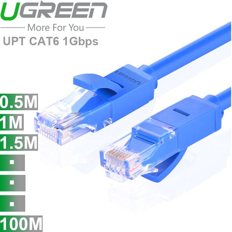  Cáp mạng LAN Cat6 UTP Ugreen từ 0.5M I 1M | 2M | 3M | 5M | 10M | 15M | 20M | 25M | 30M | 40M | 50M | 80M | 100M 