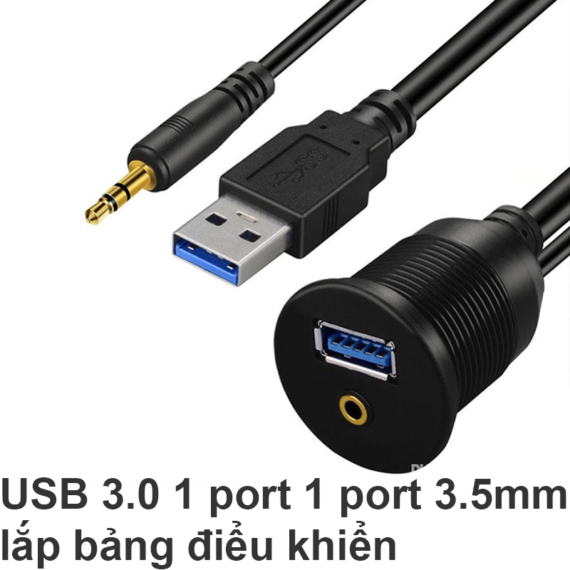 Cáp nối dài USB 3.0 Audio 3.5mm 1 mét lắp bảng điều khiển 1 cổng - USB 3.0 Flush Mount Cable 1 port with Audio 3.5mm female